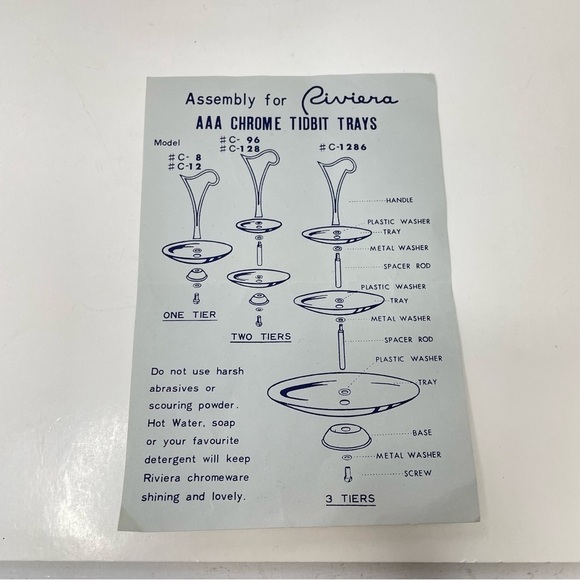 Vintage Riviera Chrome Tidbit Tray Single Model C-12 Original Box - Picture 6 of 15